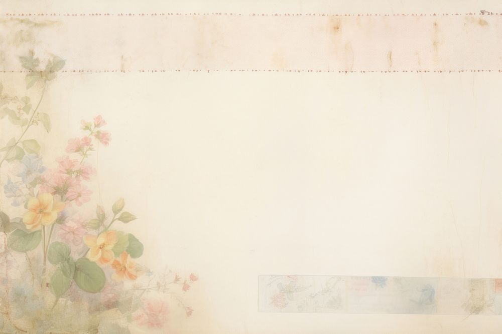Adhesive tape is stuck on a floral ephemera collage backgrounds painting pattern.