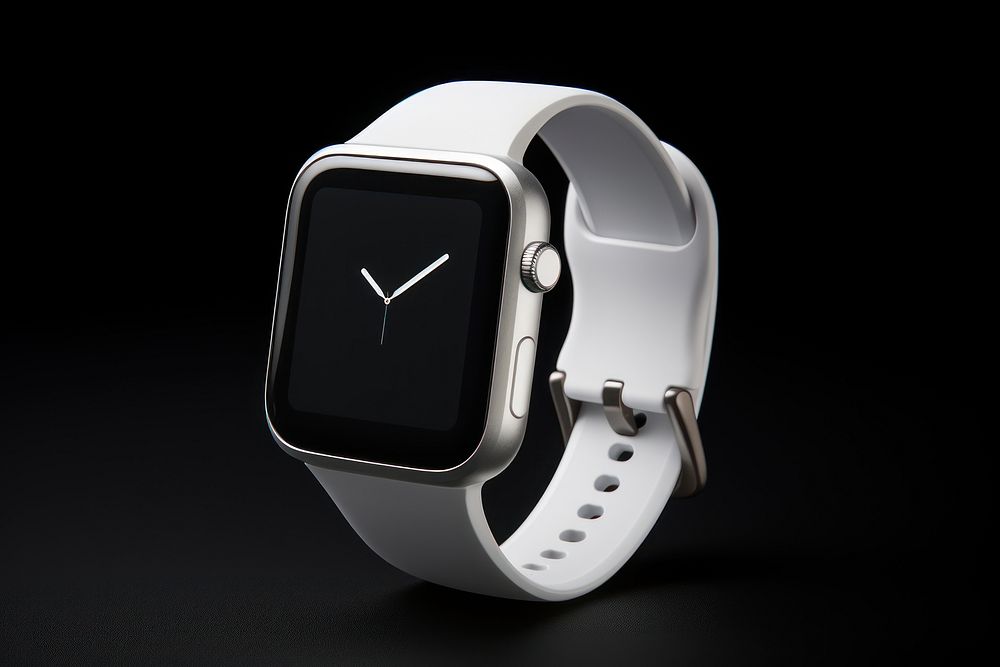 White smart watch mockup wristwatch technology platinum.