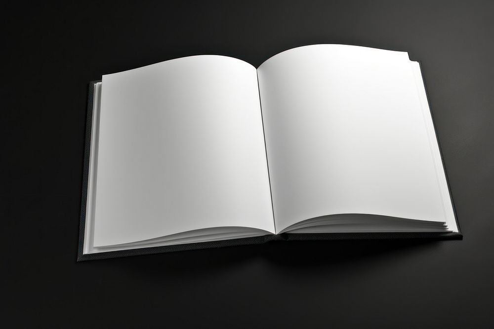 White blank open book mockup publication text page.