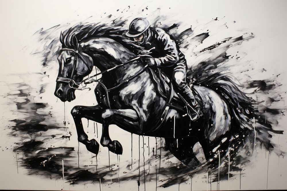 A skilled equestrian horse art illustrated.
