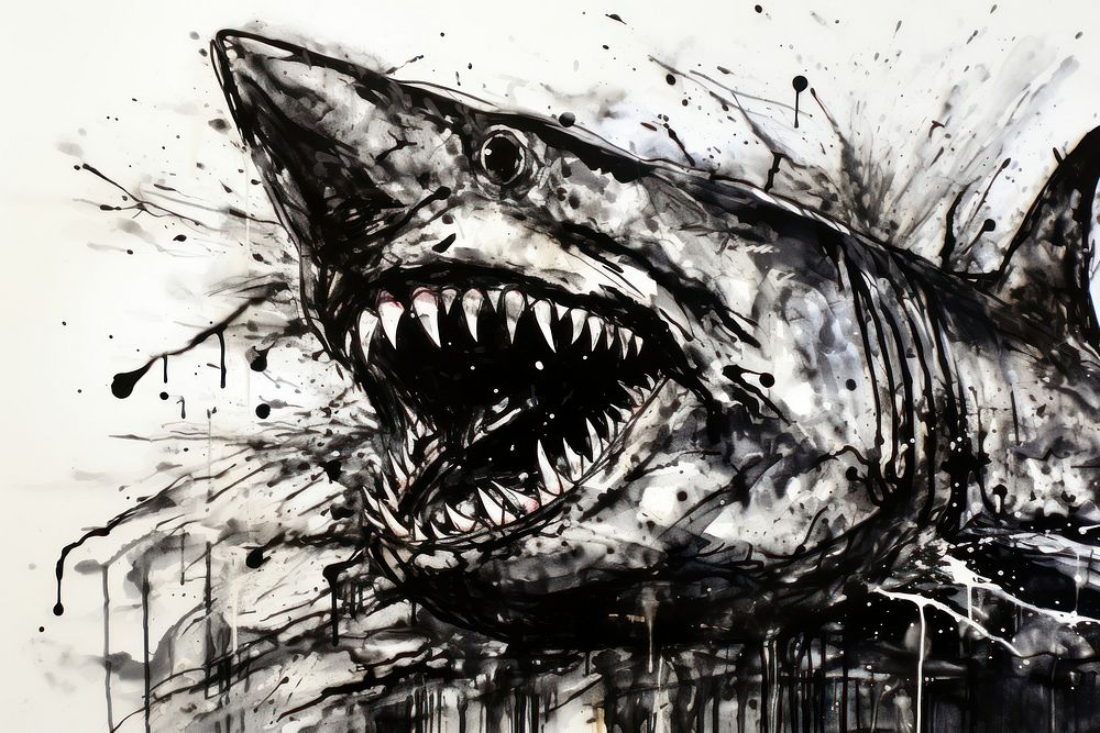A shark art illustrated drawing.