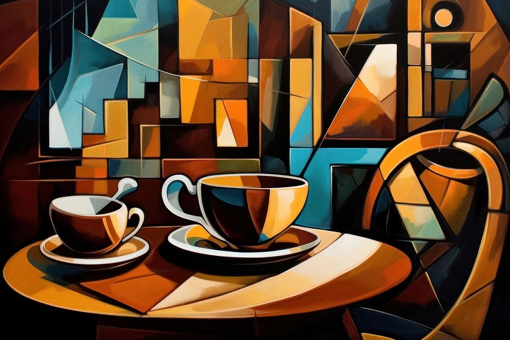 Coffee painting art saucer.