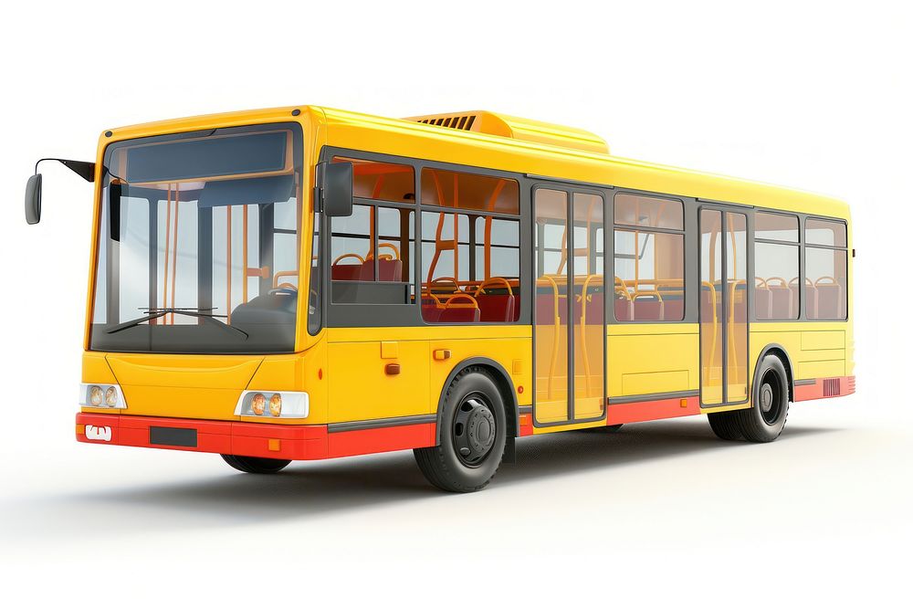 Public bus vehicle white background transportation.