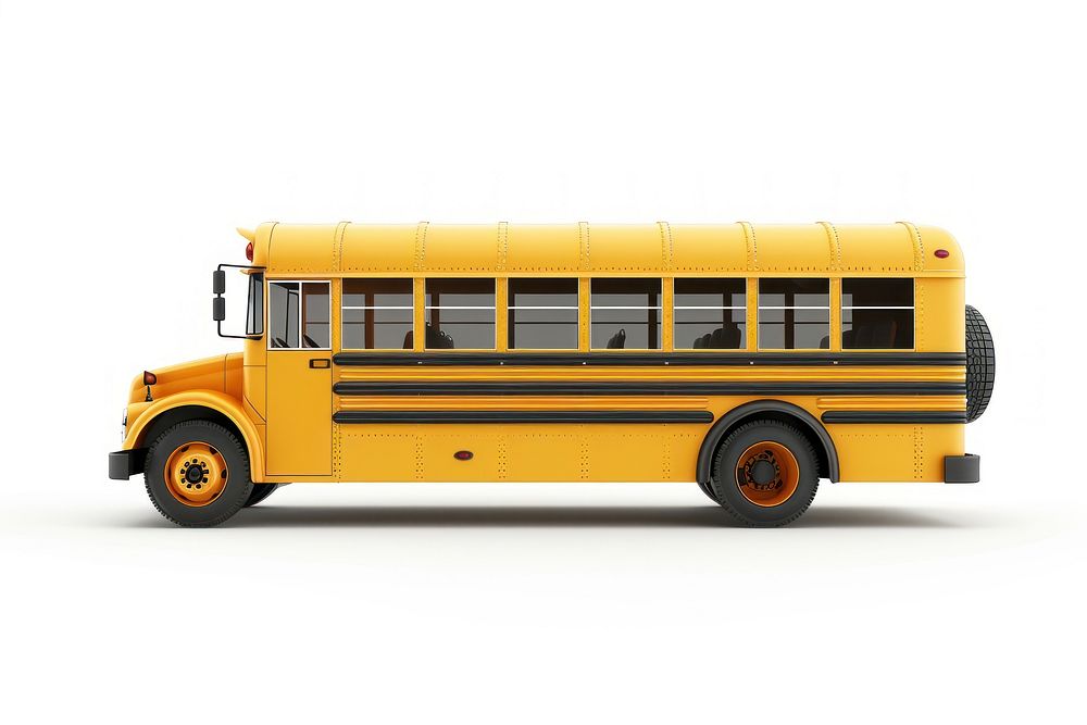 School bus vehicle white background transportation.