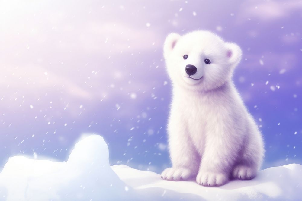Cute polar bear cub mammal animal pet.