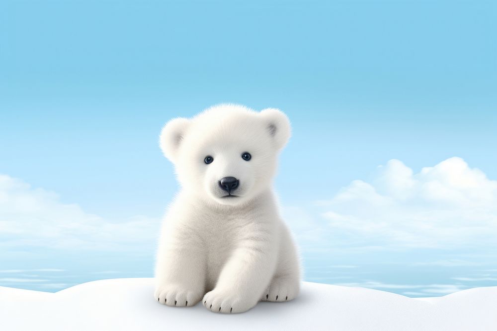Cute polar bear cub mammal animal toy.