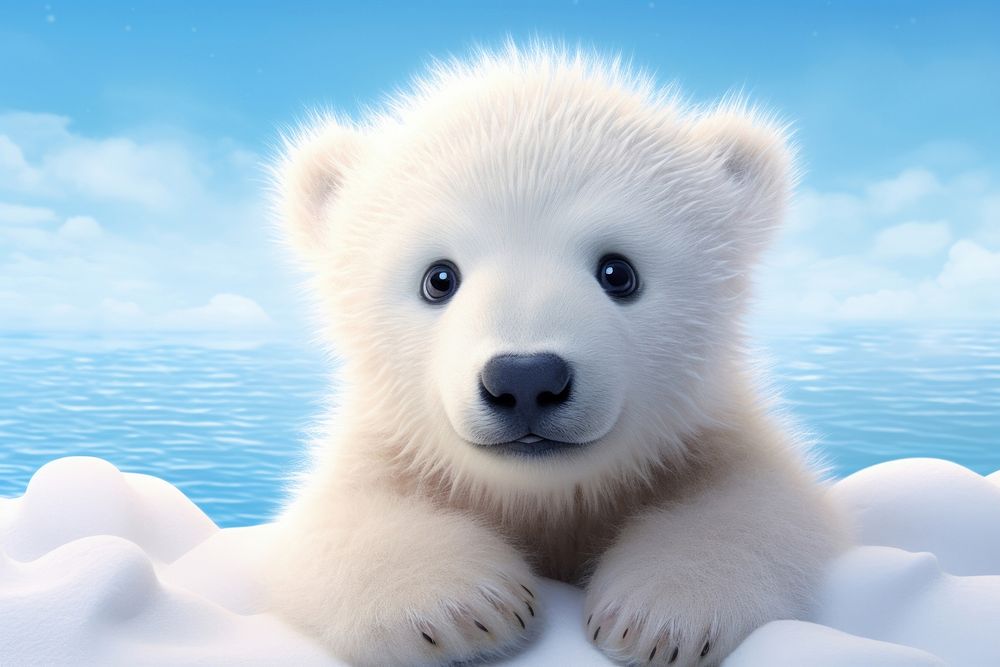 Cute polar bear cub mammal animal carnivora.