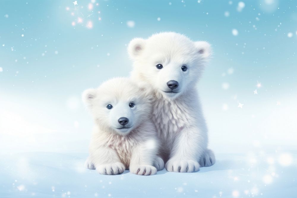 Cute polar bears cub mammal animal pet.