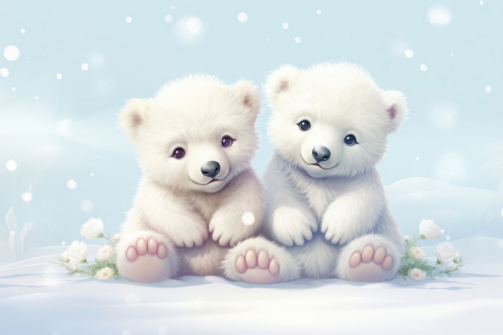 Cute polar bears cub mammal toy representation.