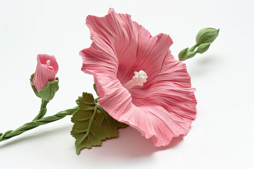 Cute Plasticine clay 3d of a hollyhock flower hibiscus clothing blossom.