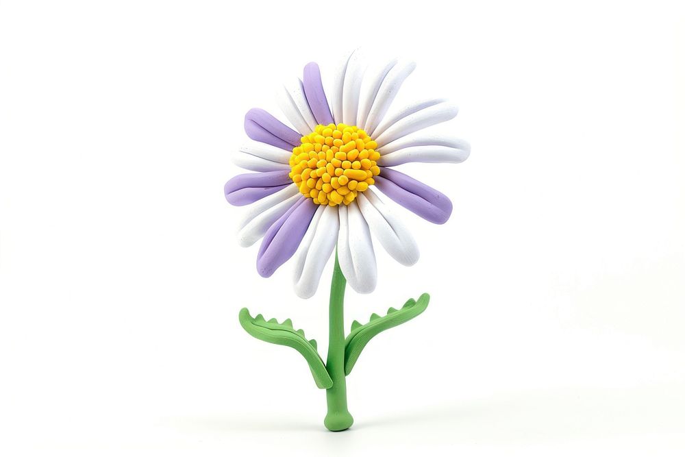 Cute Plasticine clay 3d of aster flower blossom daisy plant.