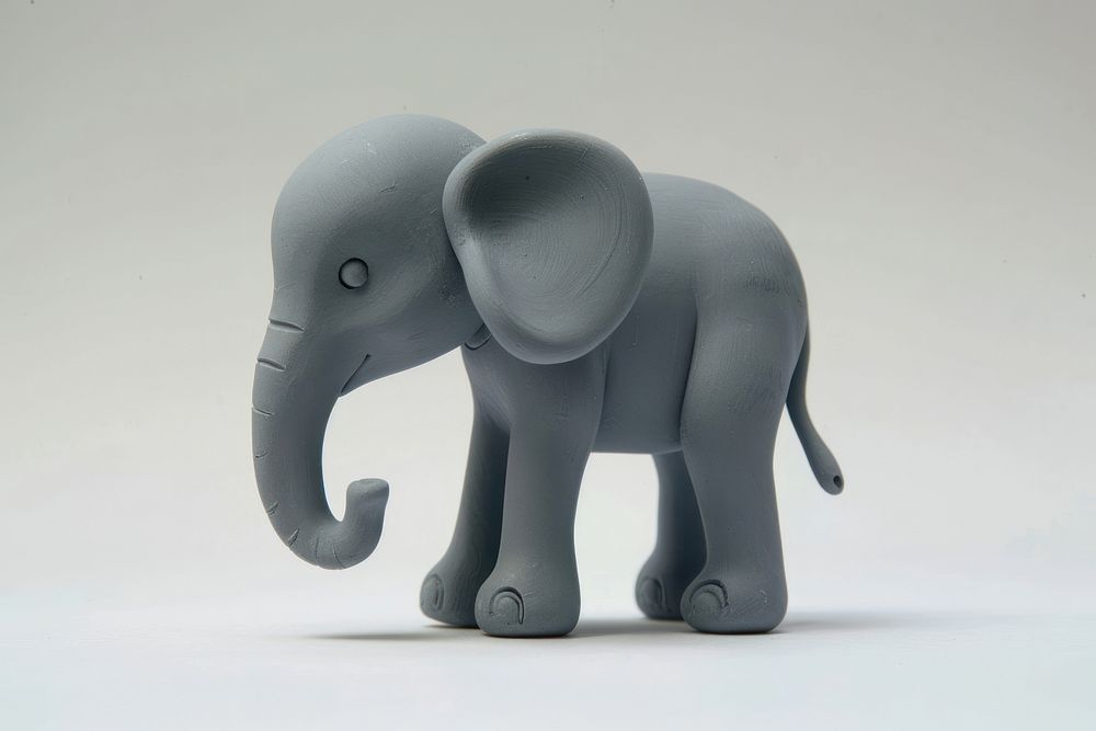 Cute Plasticine clay 3d of baby elephant wildlife animal mammal.