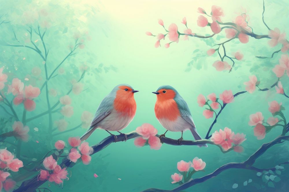 Cute robins outdoors nature flower.