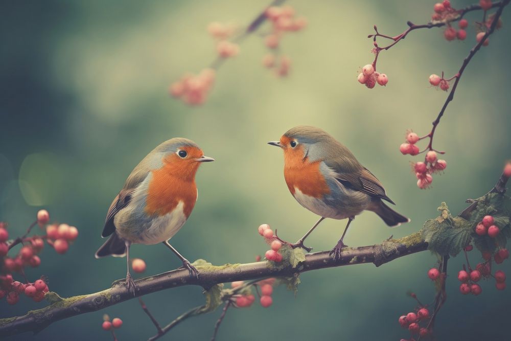 Cute robins outdoors animal nature.