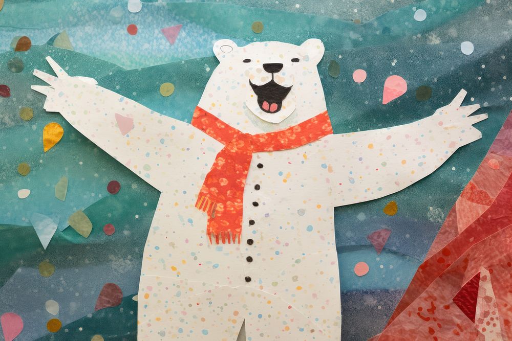 Happy polar bear celebrating art drawing mammal.