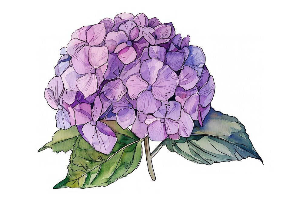 A hortensia flower in style pen and ink sketch art illustrated.