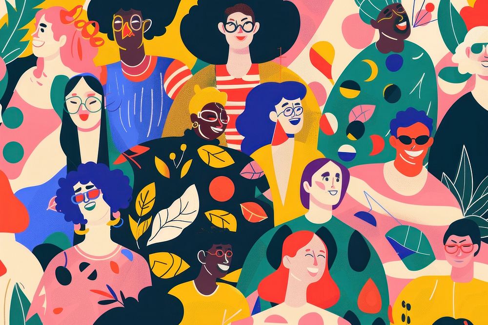 Illustrating the happiness found in inclusivity art representation togetherness.