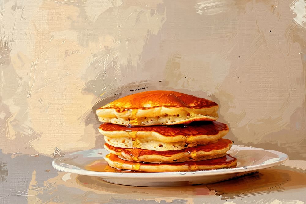 Close up on pale pancakes sandwich painting bread.