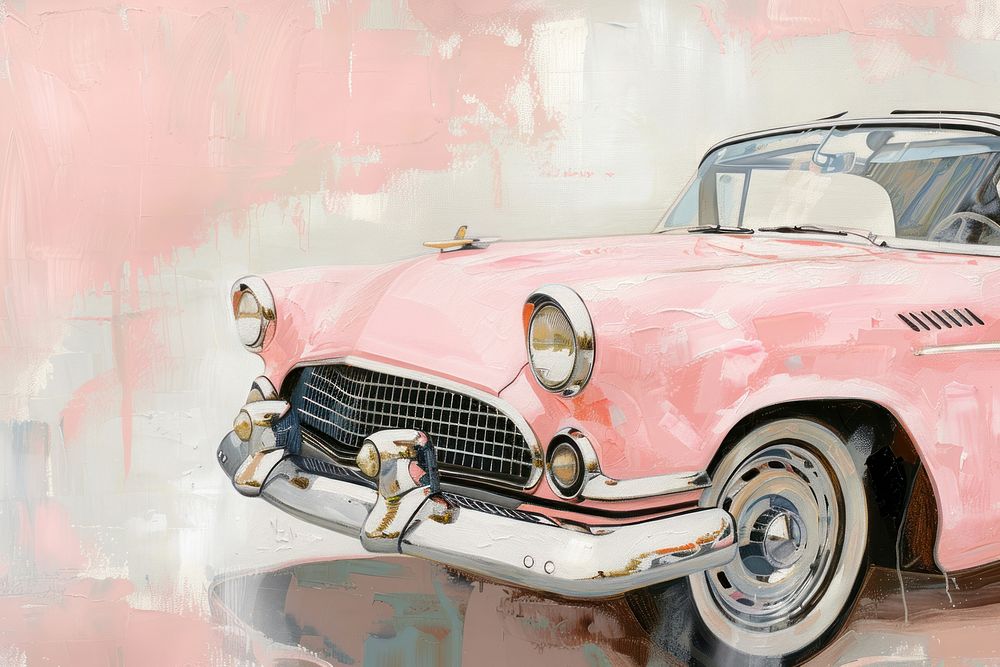 Close up on pale Pink convertible painting vehicle wheel.