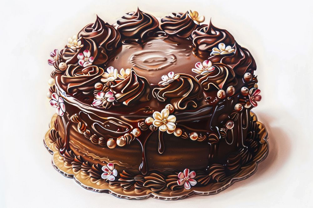 A decadent chocolate cake dessert cream creme.