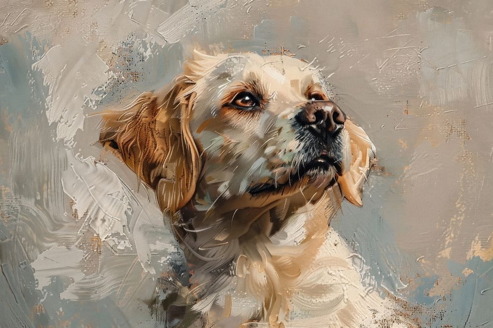 Close up on pale dog painting animal mammal.