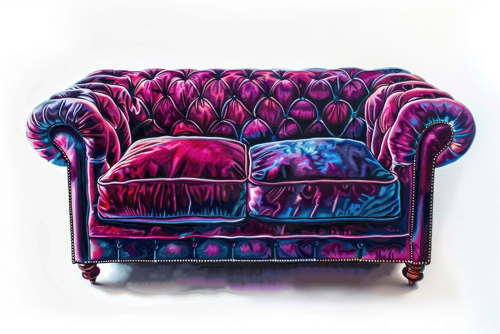 A luxurious velvet sofa furniture couch chair.