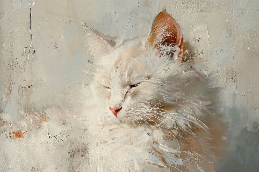 Close up on pale cat painting animal mammal.