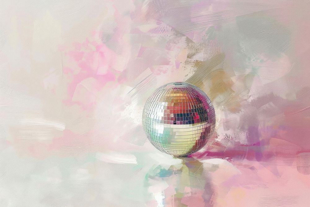 Close up on pale disco ball backgrounds painting sphere.
