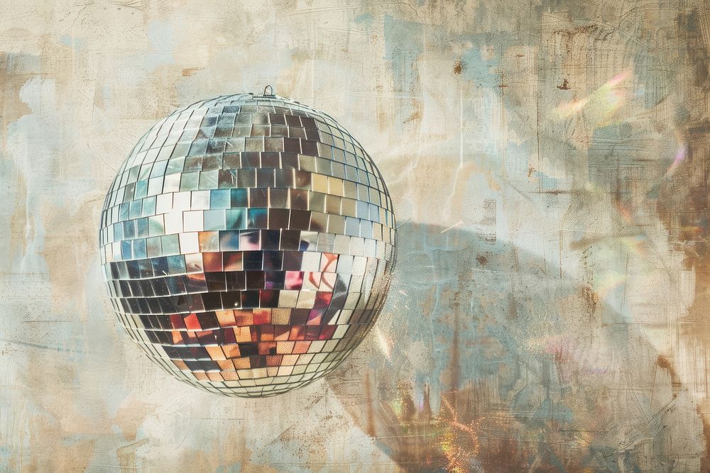 Close up on pale disco ball backgrounds painting sphere.