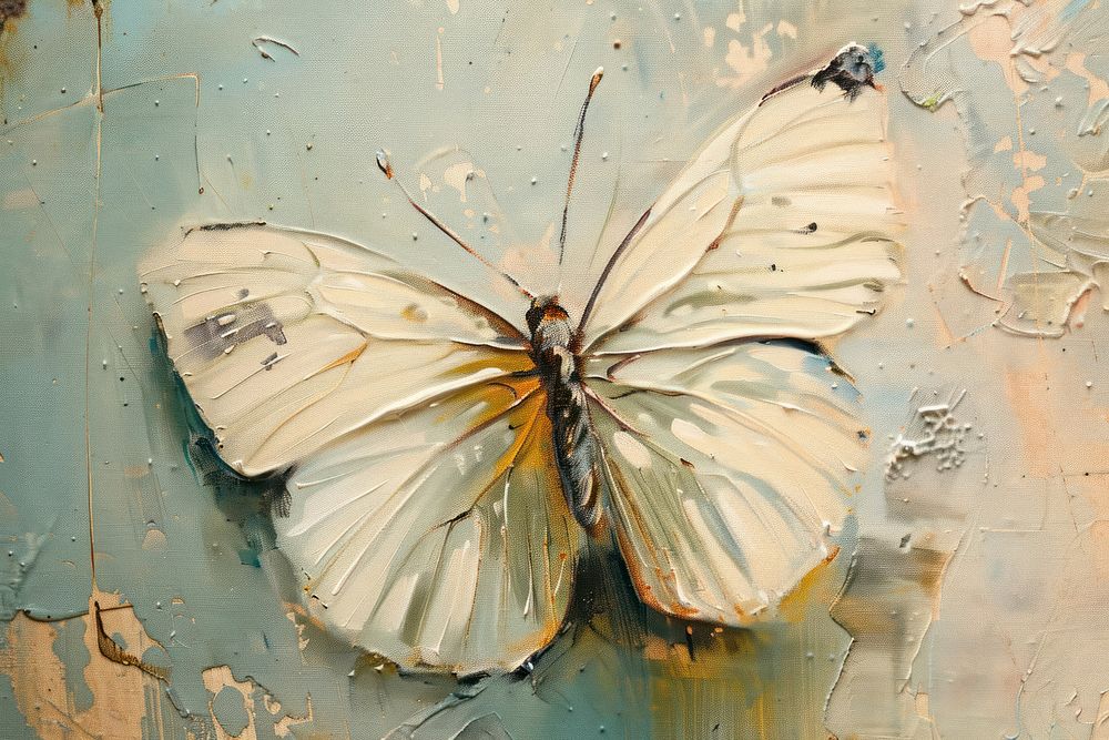 Close up on pale butterfly painting animal insect.