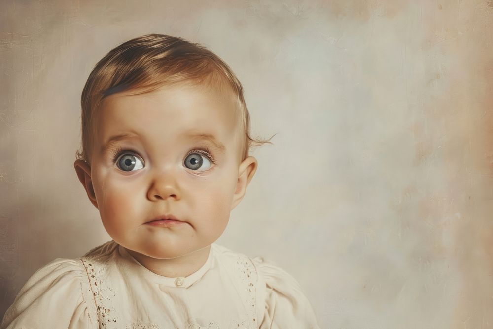 On pale baby portrait representation photography.