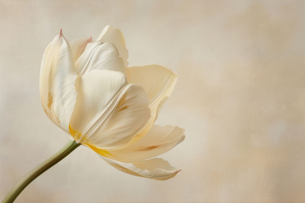 Close up on pale tulip blossom flower petal.