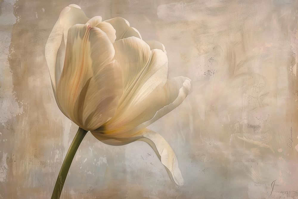 Close up on pale tulip painting backgrounds flower.