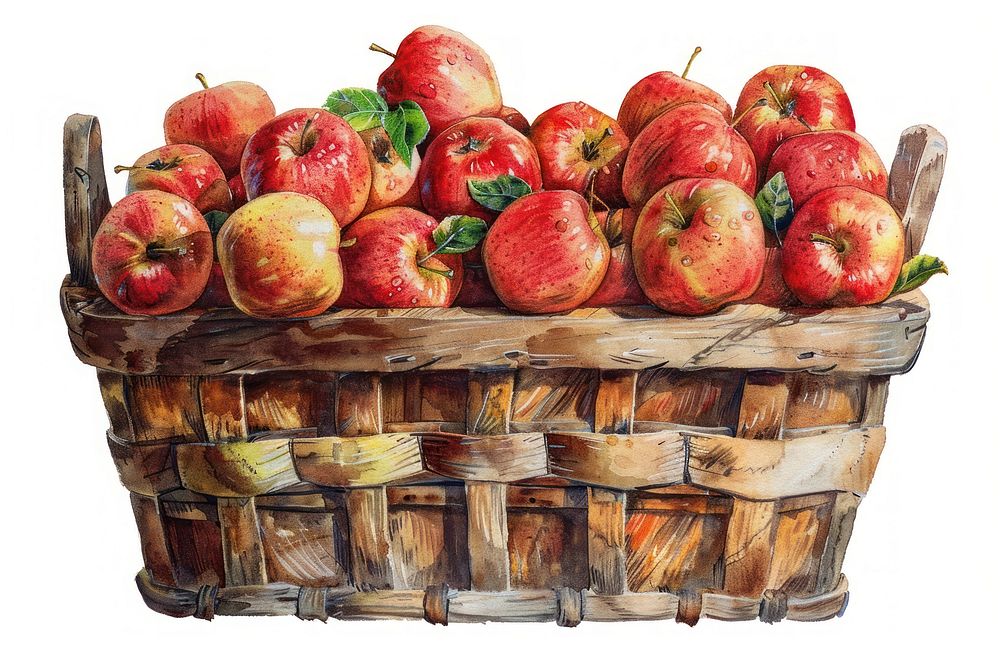 Apples basket produce fruit.