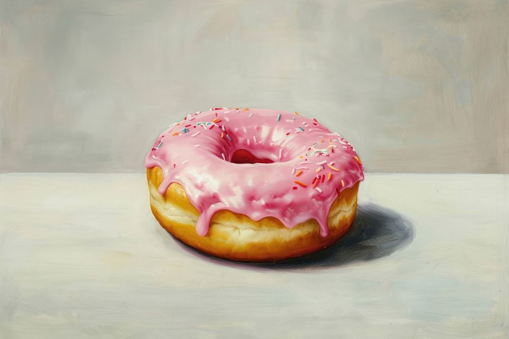 Clsoe up on donut painting food confectionery.