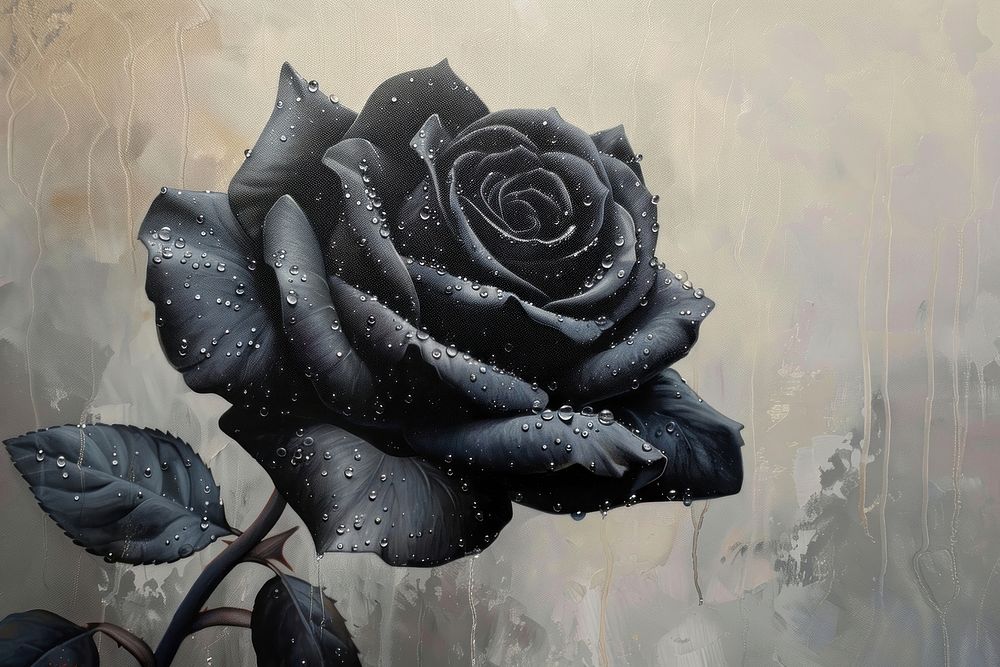 Close up on pale black rose painting flower plant.
