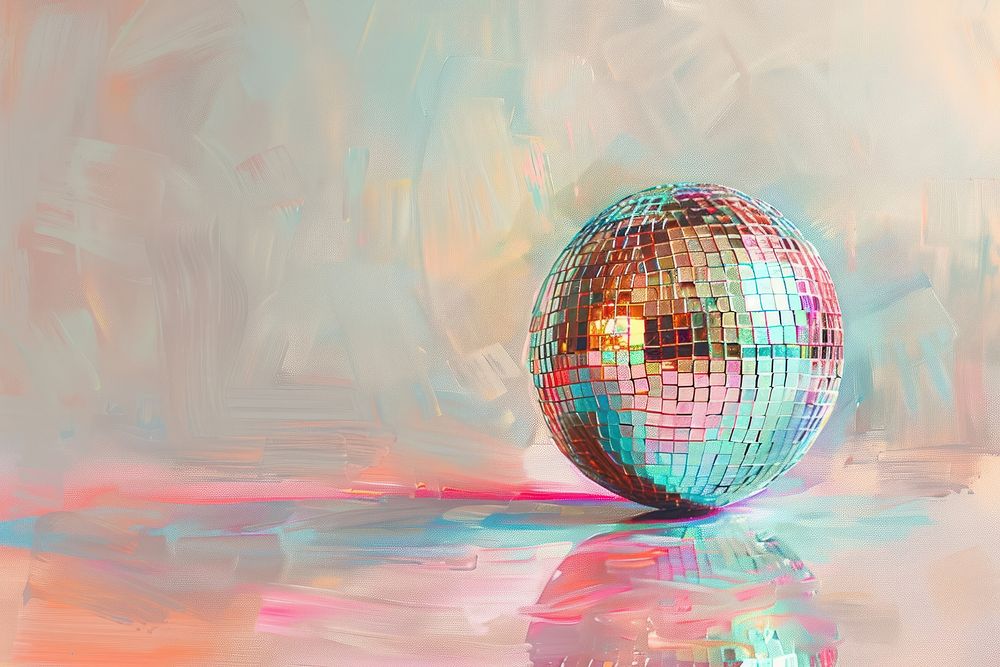Close up on pale disco ball painting sphere celebration.