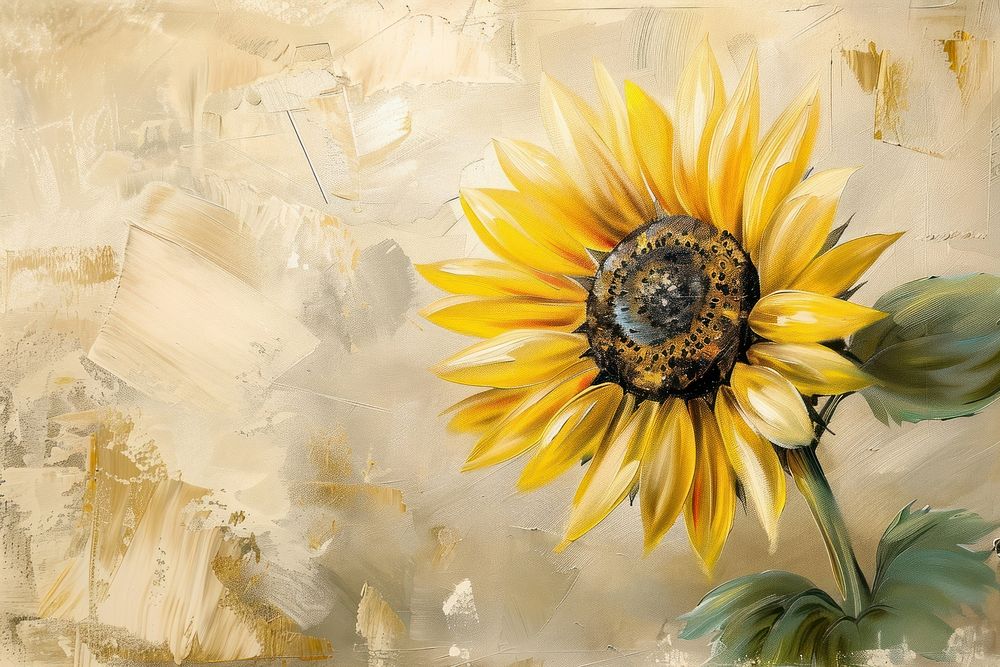 Close up on pale sunflower painting backgrounds plant.