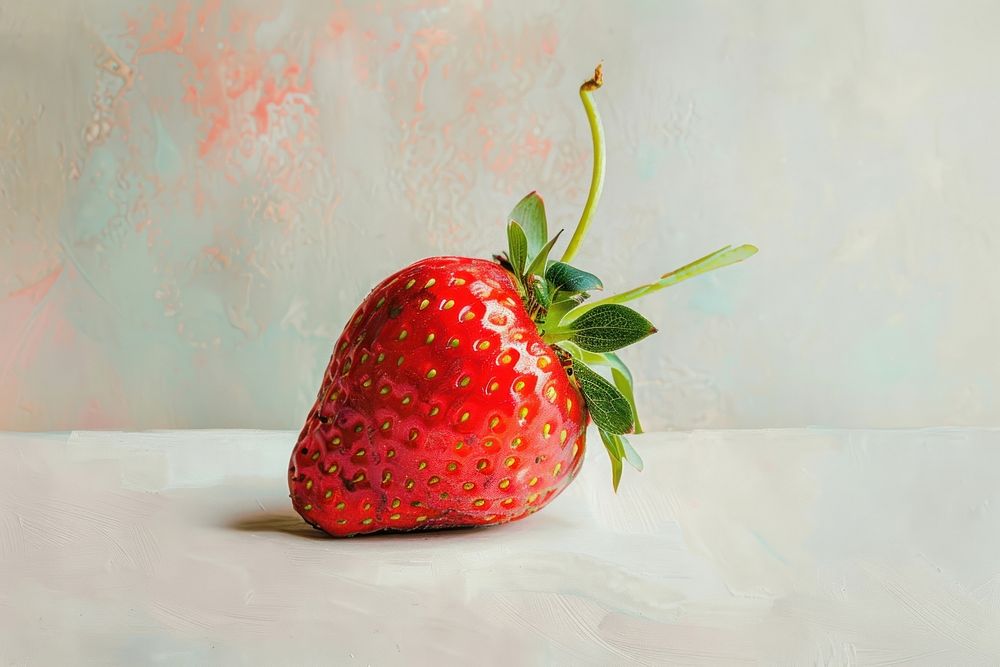 Close up on pale strawberry painting fruit plant.