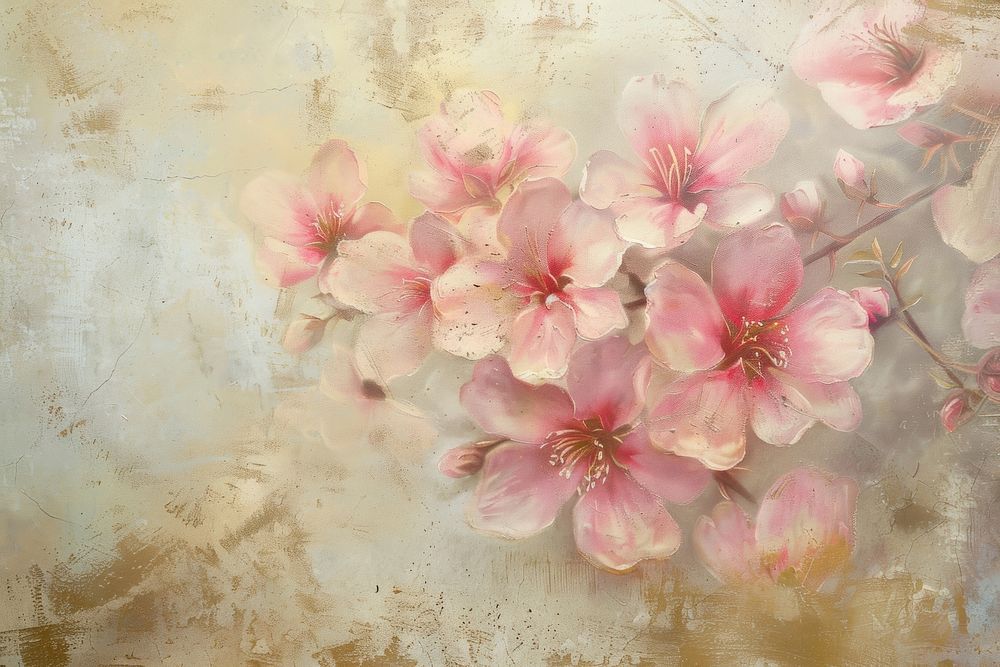 Close up on pale flowers painting backgrounds blossom.