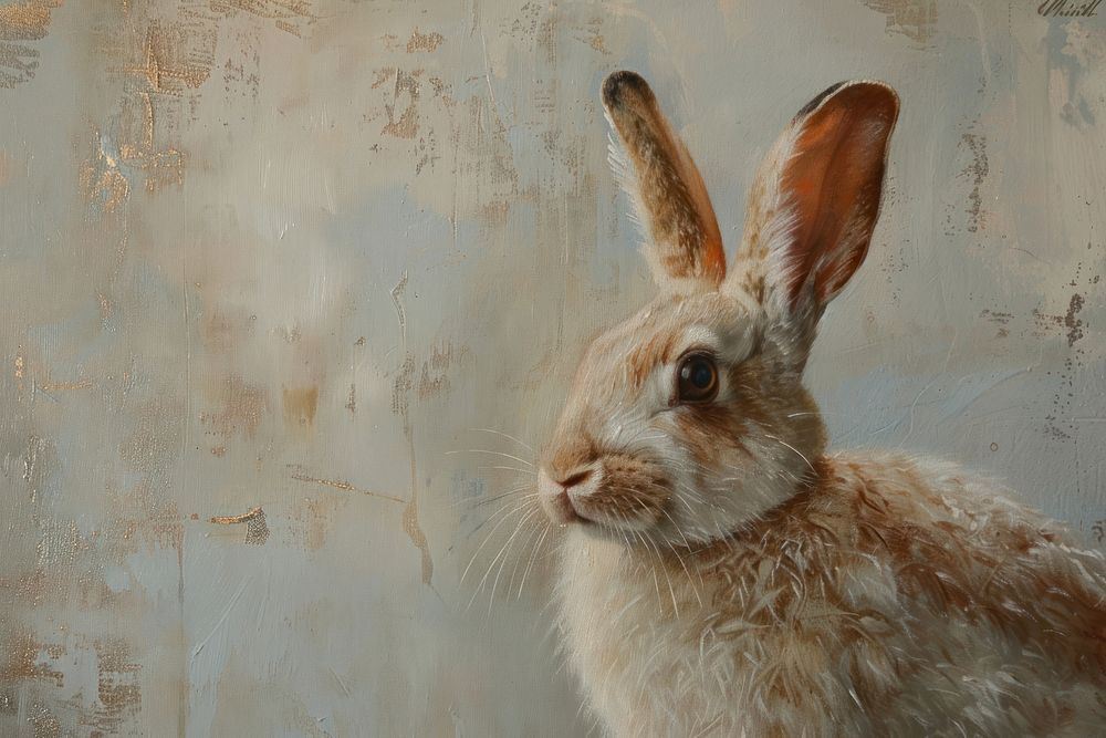 Close up on pale rabbit painting animal mammal.