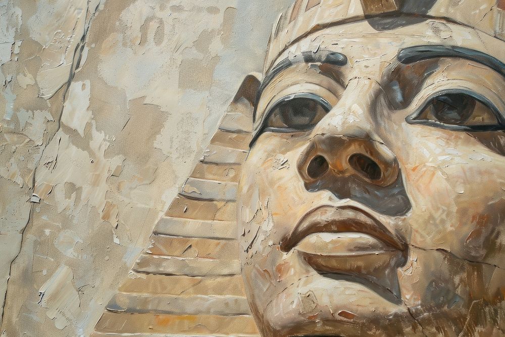 Oil painting of on pale egypt archaeology backgrounds sculpture.