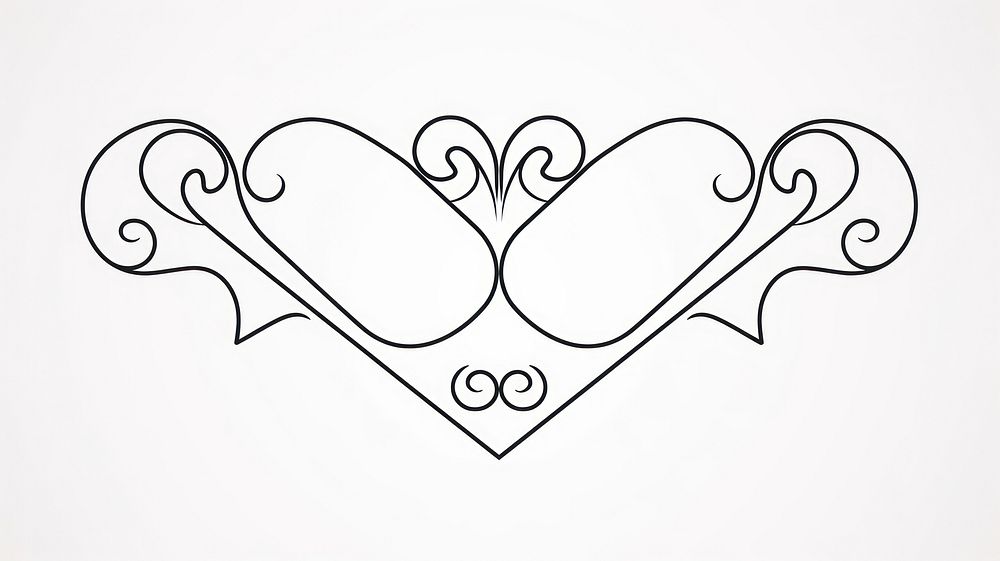 Heart conner divider ornament doodle line calligraphy.