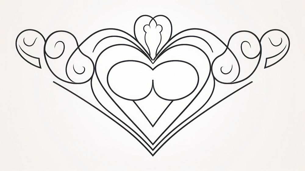 Heart conner divider ornament doodle line calligraphy.