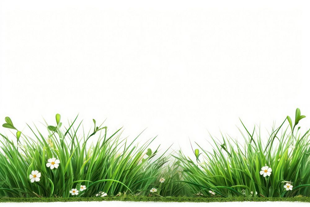 Border Isolated green grass and flower grassland outdoors nature.