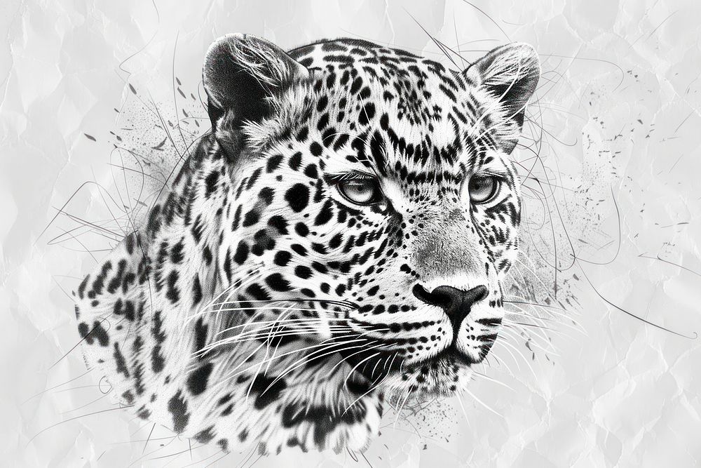 Leopard sketch wildlife drawing.