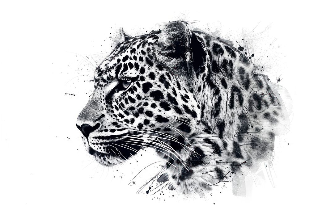 Leopard sketch wildlife drawing.