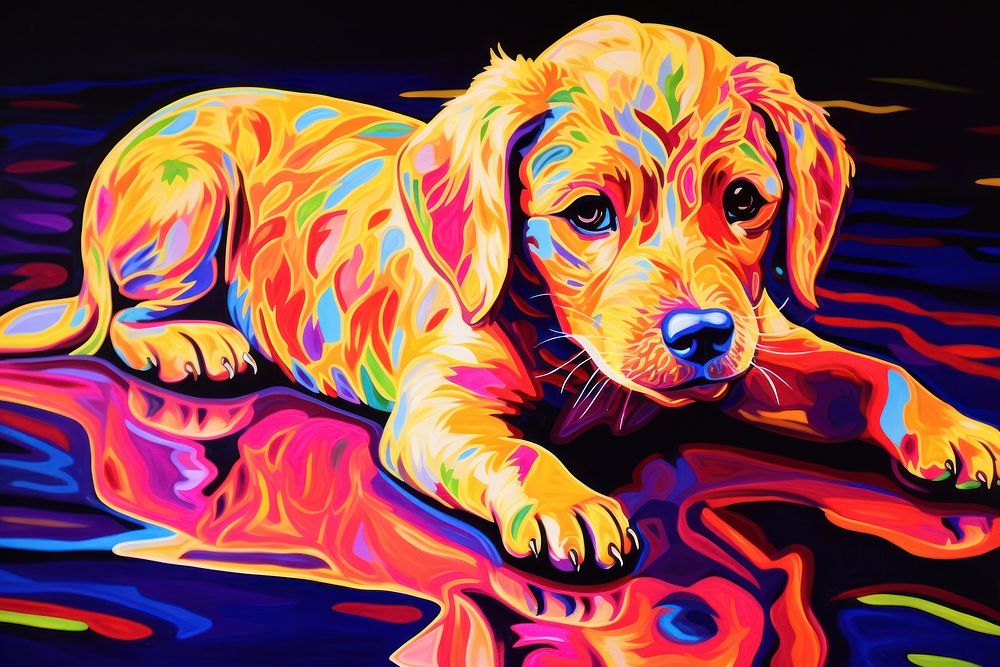 A dog painting animal mammal.