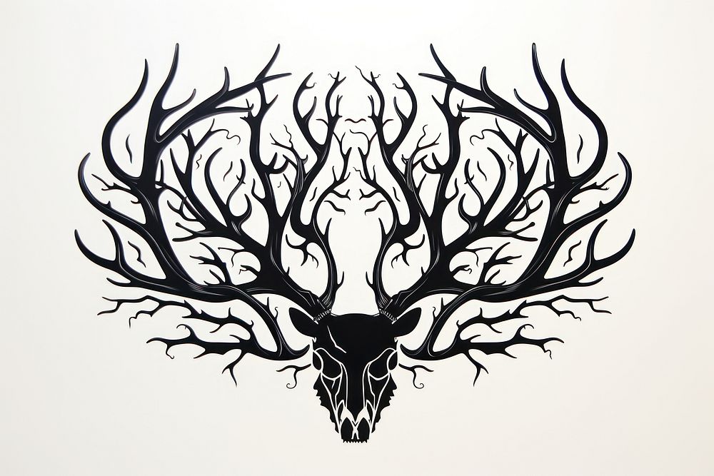 Deer antlers calligraphy creativity monochrome.