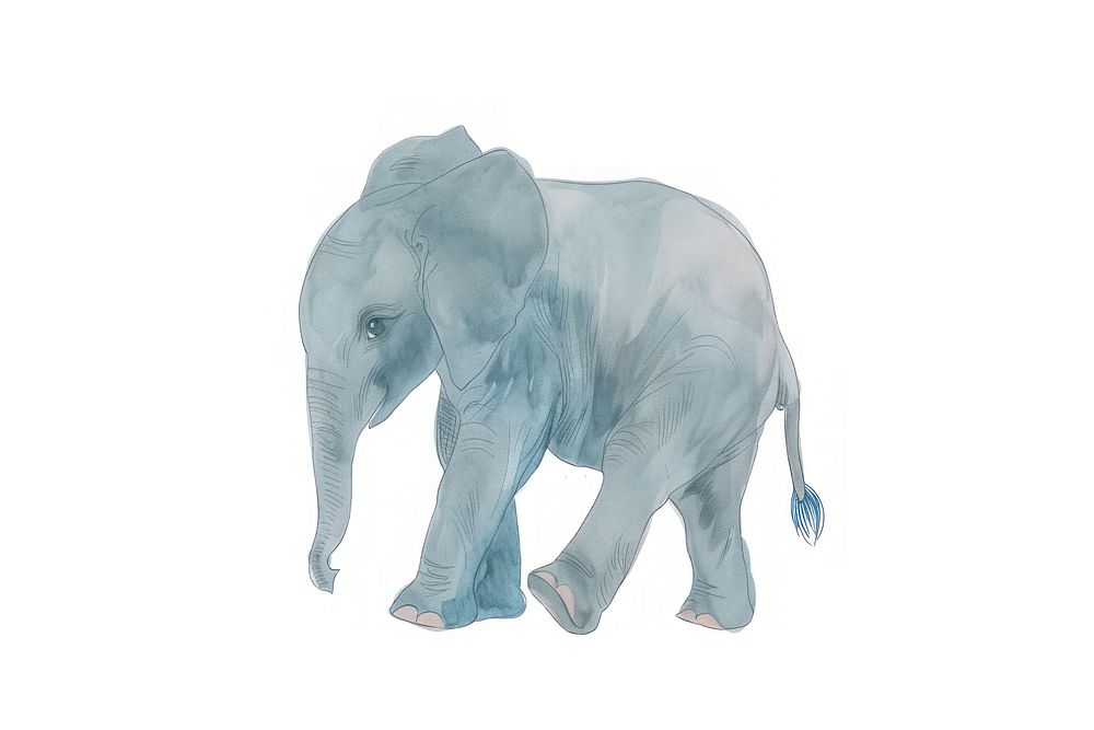 Colored pencil texture illustration Of baby elephant wildlife animal mammal.